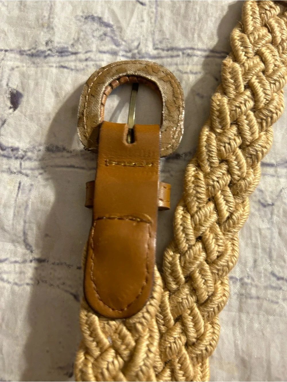 NINE WEST METALLIC COPPER BRONZE VEGAN & VTG BROWN WITH NATURAL WOVEN BELTS